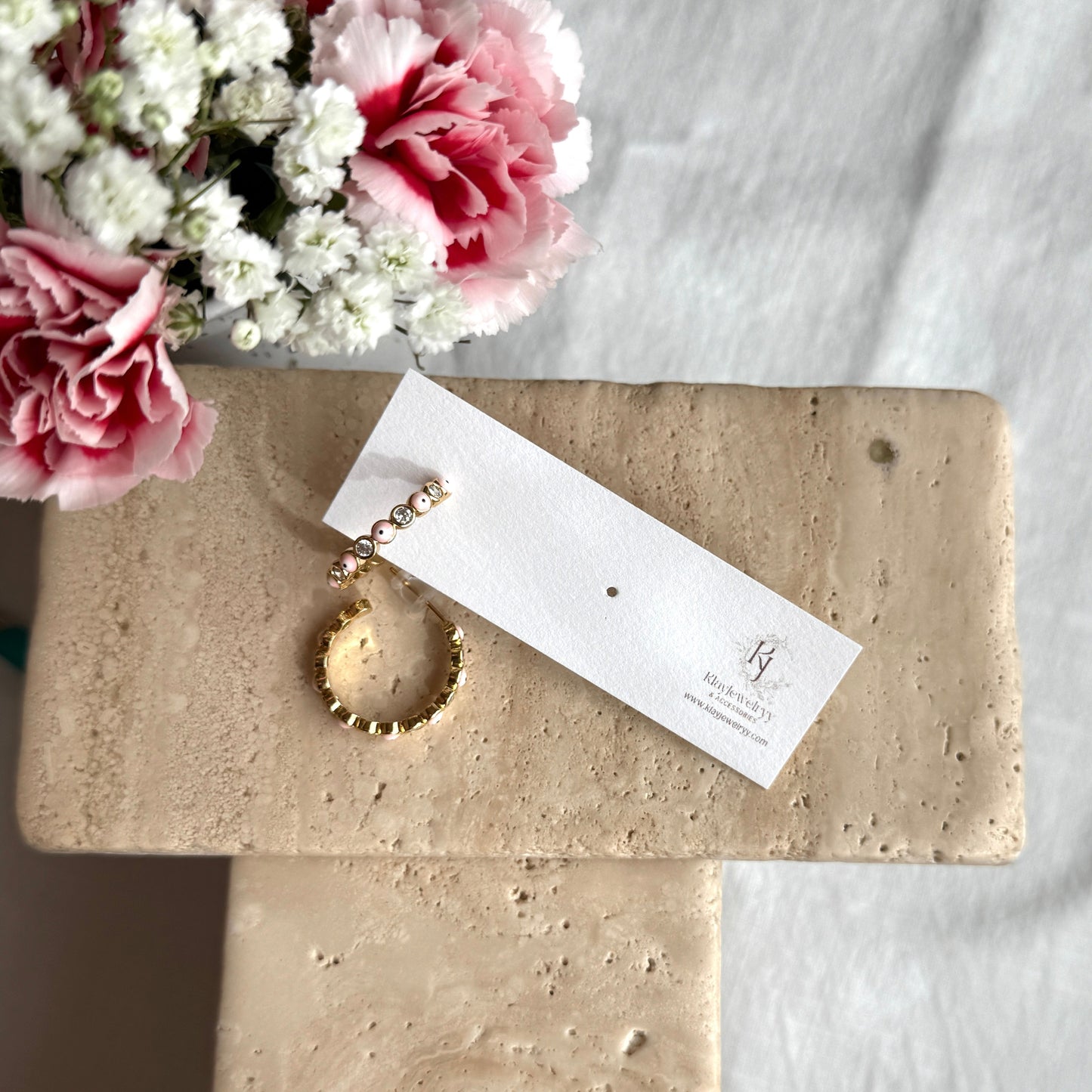 GF Pink Evil Eye Hoops