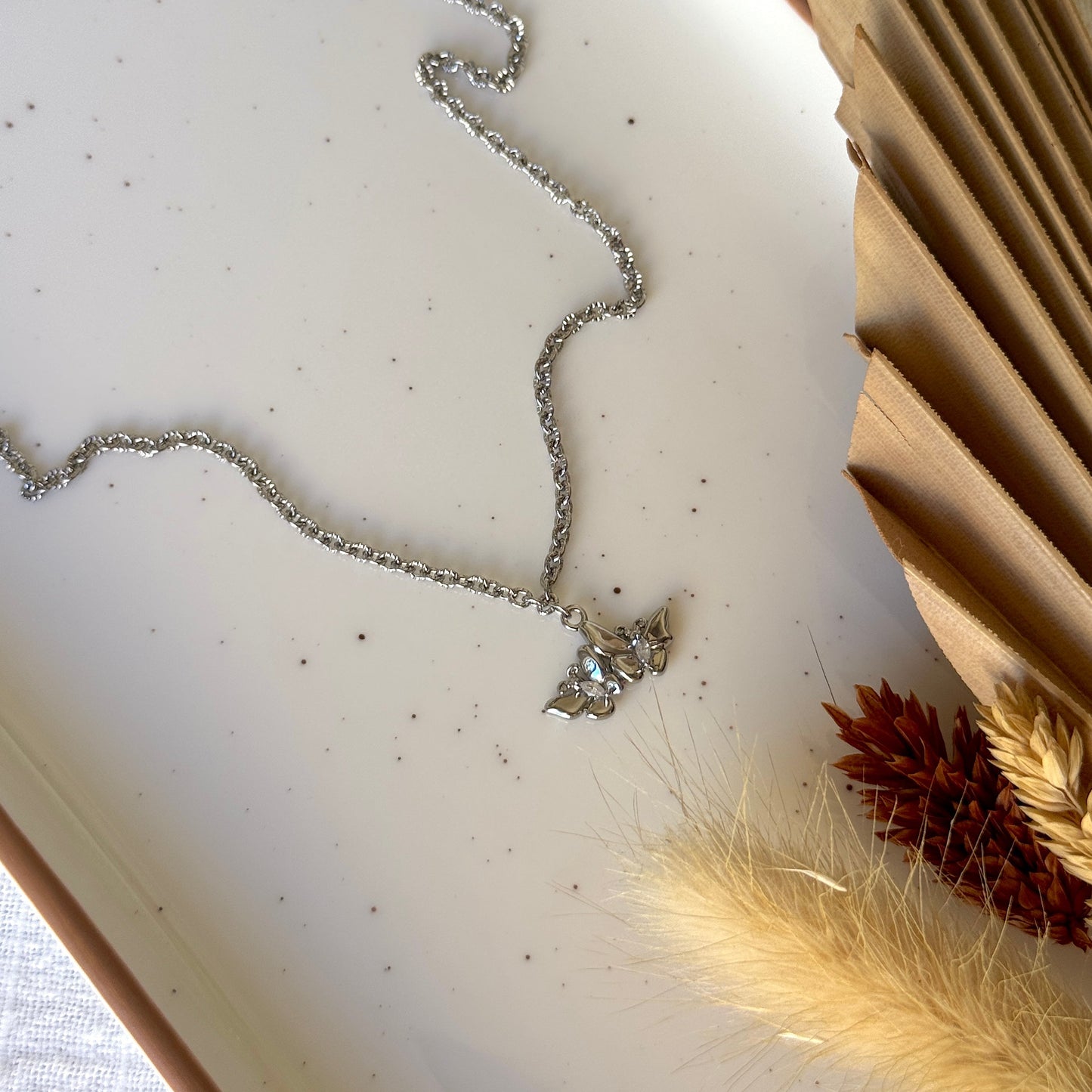 Butterfly Necklace Silver 2