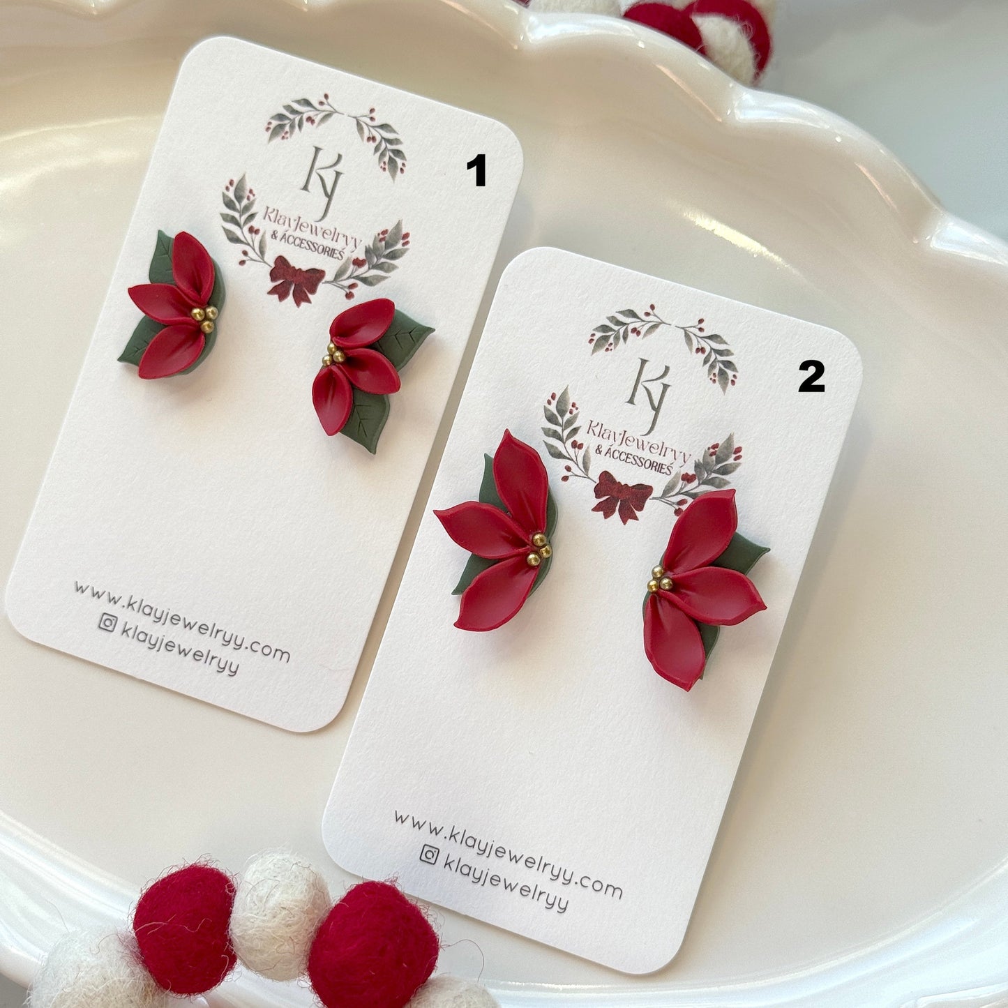 Poinsettia Flower Studs