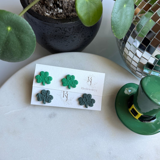 Textured Shamrock Studs