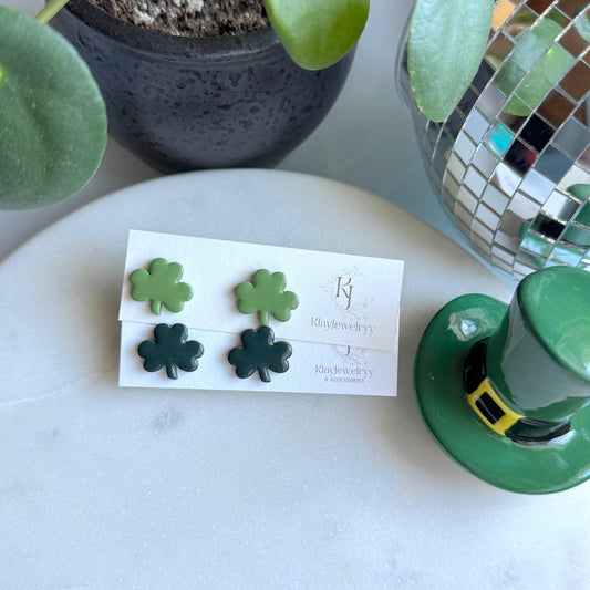 Glossy Shamrock Studs