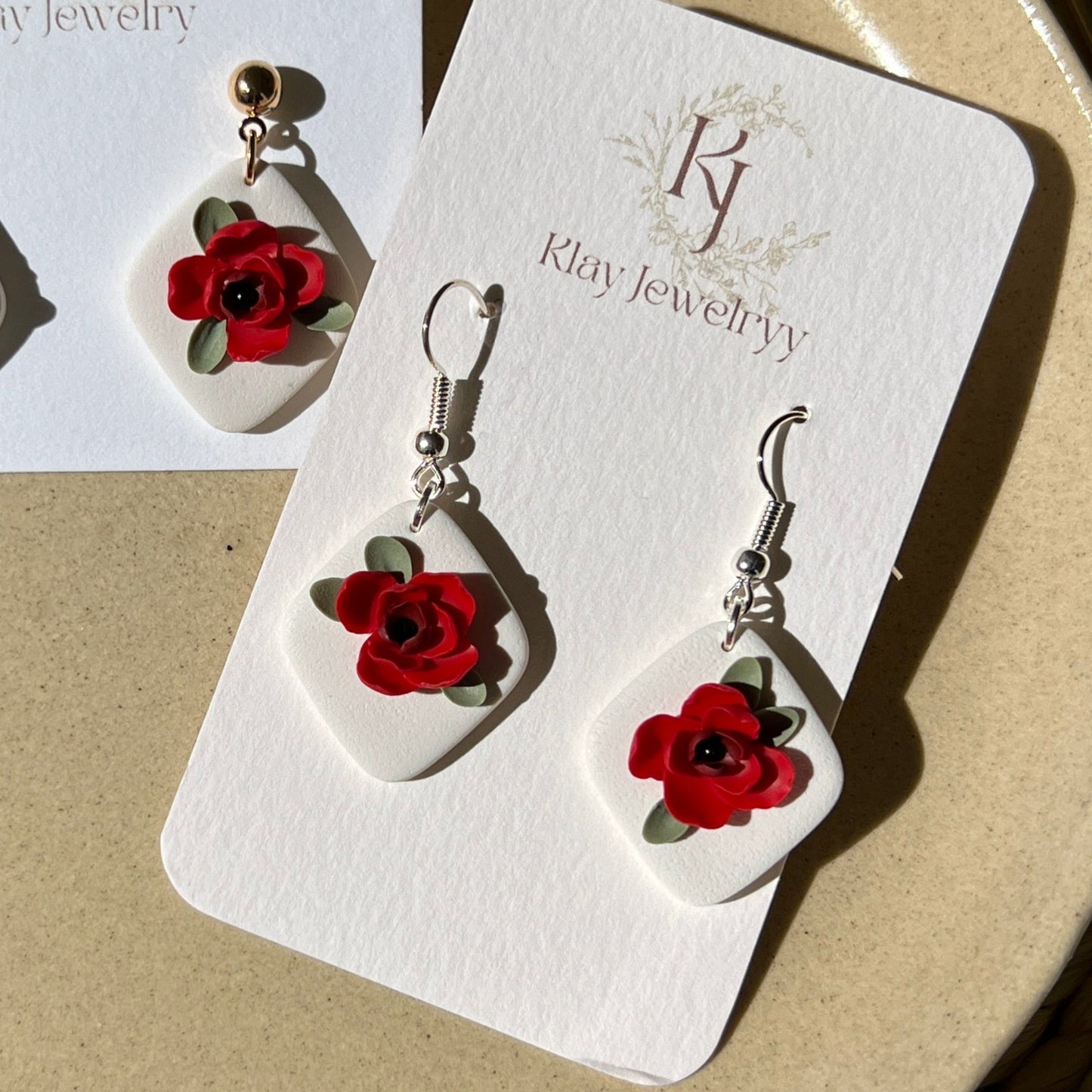 Red Rose Hook Dangles